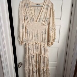 Nasty Gal Cream Star-Patterned Dress